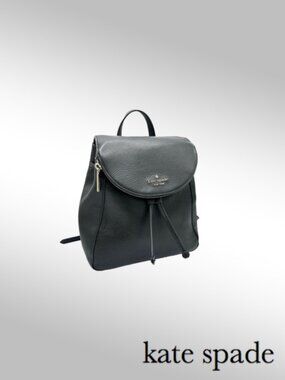 Kate Spade Leila Medium Flap Backpack – Black Pebbled Leather